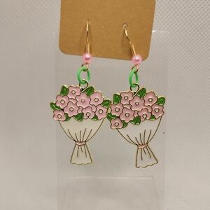 Pink Floral Bouquet Earrings